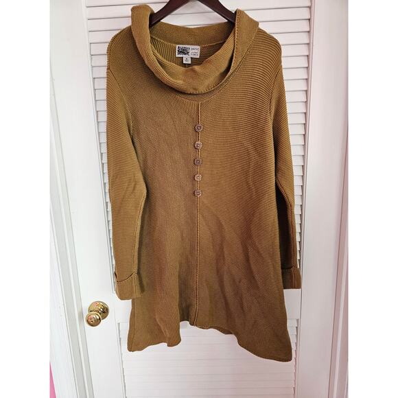 HABITAT HIGH LOW COWL NECK TUNIC SWEATER GOLD BROWN LADIES MEDI - Picture 1 of 5